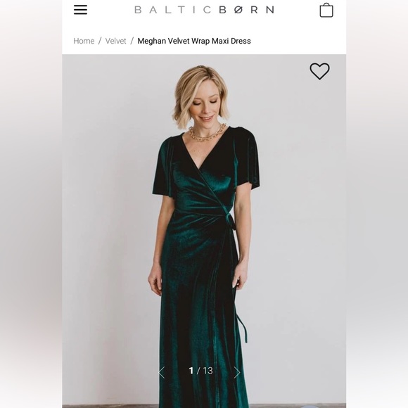 Dresses & Skirts - Baltic Born Meghan Velvet Wrap Maxi Dress in Emerald